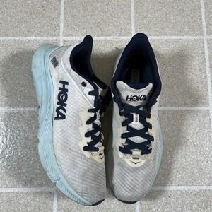 Hoka Solimar Shoes Womens 9 White Aqua Running Trainers Cushioned Mesh Road